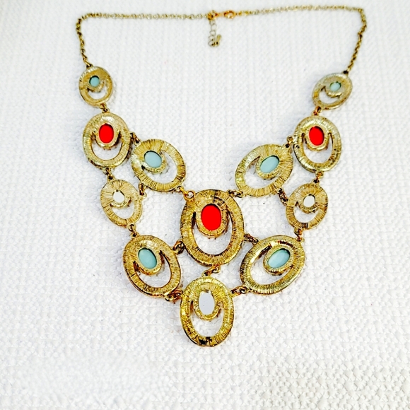 Southwestern Style Elegant Francesca's Bib Link Necklace Multicolored Stones - Picture 7 of 7